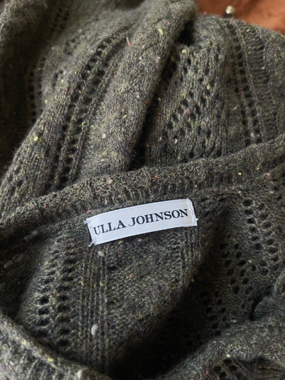 Ulla Johnson Cashmere Cardigan Ruffle Peplum Olive Boho Cozy Feminine Organic - Picture 6 of 9